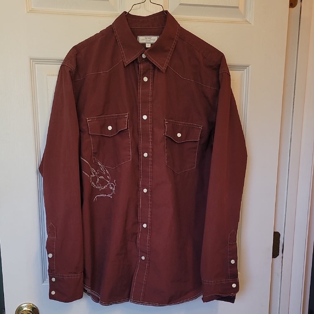 Old Navy Burgundy Button-Up Shirt